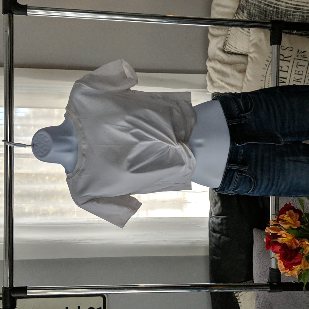White twist tie crop t shirt